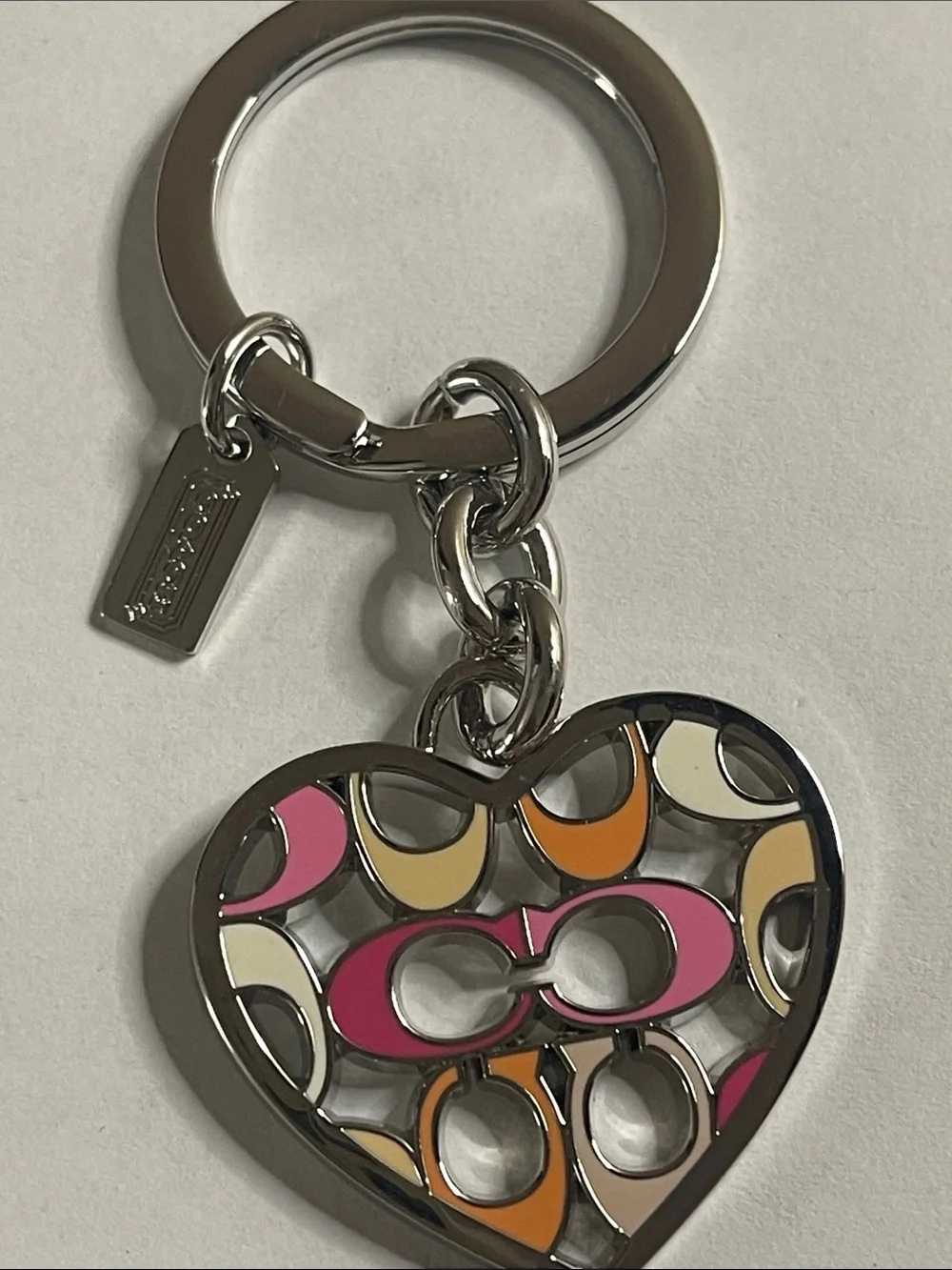 COACH Multicolor Enamel Signature Heart Keyring Charm and Coach Pen